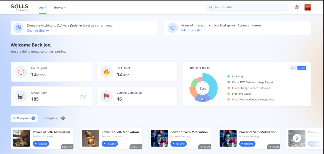 screenshot of Skills Caravan LXP